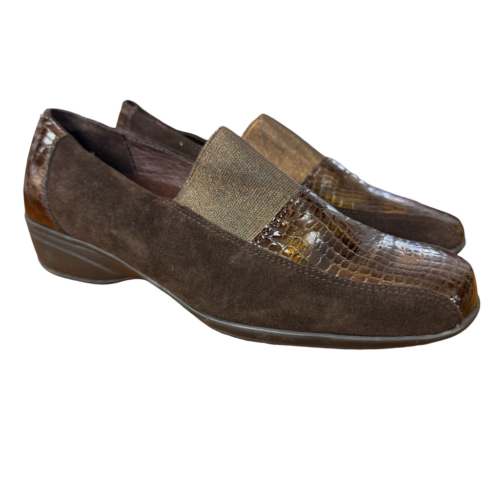 Helle Comfort Womens Brown Suede Slip On Loafers Comfort Shoes sz 37/ 6.5/ 7